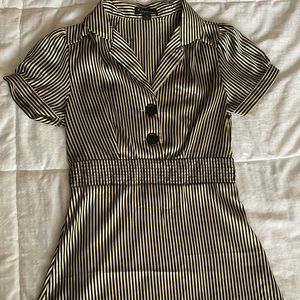 Vintage Silky striped button top w/ collar
